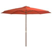 Lauko skėtis su mediniu stulpu vidaXL, 350 cm, rudas