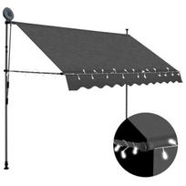 Rankiniu būdu ištraukiama markizė su LED vidaXL, antracito, 300cm, Pilka