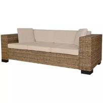 Trivietė sofa, ratanas, Ruda