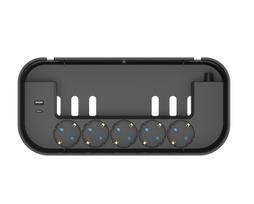 Fuj:tech 5-outlet power strip surge protector, 1 x USB-A + 1 x USB-C, black (616005-2U4C-black)