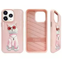 Nimmy Cool Cat glasses phone case for iPhone 15 Pro, pink