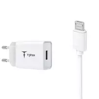 T-Phox MINI-EU travel charger | 12W | USB-A, Micro-USB | with USB-A to Micro-USB cable included | white