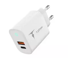 T-Phox Glory travel charger | 45W | GaN, PD, QC | USB-C, USB-A | white