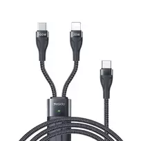 Yesido CA87 2-in-1 data transfer and charging cable | USB-C to USB-C, Lightning | 100W | 1.4m | black