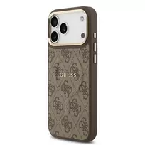 GUESS PU Leather 4G phone case with MagSafe support for iPhone 17 Pro Max in brown