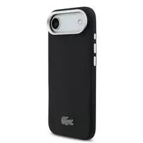 Lacoste Iconic Petit Pique Metal Logo phone case with MagSafe support for iPhone 17 Air black