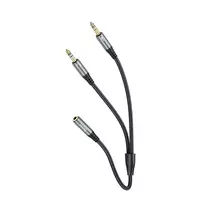 Hoco AUX Cable 2-in-1 3.5 mm (female) to 2 x 3.5 mm (male) Jack, 0.25 m, UPA21, metal gray