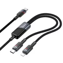 Hoco U139 2-in-1 data transfer and charging cable | USB-C to USB-C, Lightning | PD, QC 3.0 | 100W | 1.2m | black
