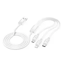 Hoco X74 3-in-1 data transfer and charging cable | USB-A to Lightning, Micro USB, USB-C | 10W | 1m | white