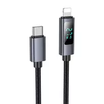 Hoco X112 data transfer and charging cable | USB-C to Lightning | PD | 27W | with LED display | 1m | black