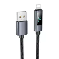 Hoco X112 data transfer and charging cable | USB-C to Lightning | 12W | with LED display | 1m | black