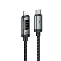 Hoco U148 data transfer and charging cable | USB-C to Lightning | PD | 27W | with LED display | 1.2m | black