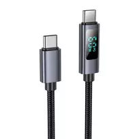 Hoco X112 data transfer and charging cable | USB-C to USB-C | PD, QC 3.0 | 60W | with LED display | 1m | black