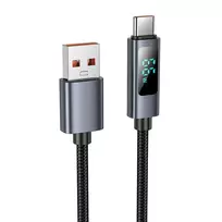Hoco X112 data transfer and charging cable | USB-A to USB-C | 100W | with LED display | 1m | black