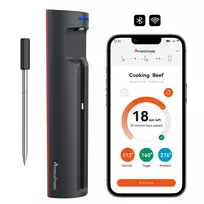 Metapen Meatmeet Pro Smart Kitchen Thermometer with Bluetooth App for Grill, Oven, and Smoker - Black