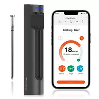 Metapen Meatmeet S Pro Smart Kitchen Thermometer with Bluetooth app for grill, oven, and smoker - black