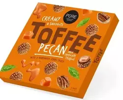 Pure Chocolate Dark chocolate truffles with iris cream filling and pecan topping Toffee 135g.