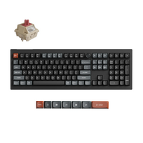 Keychron V6 Ultra Wireless (V6U-D1) – US Layout – Hot-Swappable Silk POM Red – Black (Juoda) Mechaninė Belaidė Žaidimų Klaviatūra