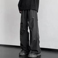 2024 m. vasaros negabaritinės laisvalaikio kuprinės Y2K kelnės Vyriškos plačios kelnės, elastingos juosmens Harajuku sportinės kelnės Techwear korėjietiški drabužiai 3XL juoda