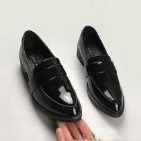 Lady Loafers Batai Vienspalviai Batai Vulkanizuoti Batai Moteriški Batai Pavasaris Ruduo Juodi Smailianosiai Britiško Stiliaus Batai 34 matinė juoda spalva