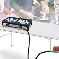 Cast Iron Double Burner Portable Outdoor Camp Stove Propane Gas LPG BBQ Cooker camping juoda