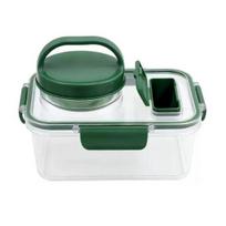 Salad Jar with 4-Compartment Spice Box Leak-Proof Meal Prep Container with Built-in Dressing Section BPA-Free Plastic Salad Container for On-the-Go A