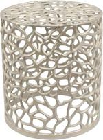 "Casa Moro" rytietiškas staliukas DILA Medium Silver 36 cm skersmens apvalus, rankomis lietas Art Deco stiliaus metalinis staliukas iš masyvaus aliuminio AL-6401