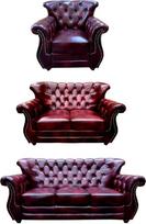 "Casa Padrino" prabangus "Chesterfield" natūralios odos svetainės komplektas "Bordeaux Red/Brown/Silver" - 2 odinės sofos ir 1 odinis fotelis - "Chesterfield" baldai - Svetainės baldai