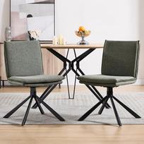 "chairus" 2 valgomojo kėdžių rinkinys, lininės virtuvės kėdės, 360° pasukamos valgomajame, akcentinės kėdės be porankių, valgomojo kėdės su metalinėmis kojelėmis gyvenamajame kambaryje (žalios-2)
