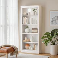 "Furniwell" knygų spinta 5 skyriai Aukšta knygų spinta 71 colių medžio atviro ekrano grindų knygų spinta Didelis saugojimo organizatorius bibliotekai, miegamajam, svetainei (balta)