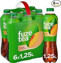 "Fuze Tea Black Tea Peach" - nepaprastas juodosios arbatos ir vaisinio persikų skonio derinys - tausiai išgaunama arbata - vienkartiniai buteliukai (6 x 1250 ml)