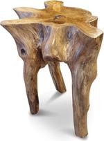 "Kinaree Teak Burl Wood" medžio masyvo pjedestalas "Mekong" - medinis šoninis staliukas, pagamintas iš tikmedžio šaknies, kaip gėlių stovas ar naktinis staliukas kaimišku stiliumi