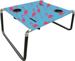 "Neso" nešiojamas paplūdimio stalas su puodelių laikikliais, telefono kišenėmis, lengvas, skirtas piknikams ir parkams (Flamingos)