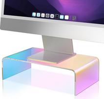 "NiHome Iridescent Acrylic Monitor Stand", ergonomiškas ekrano stovas nešiojamajam, asmeniniam ir staliniam kompiuteriui, patvarus ir taupantis vietą, idealiai tinka namams ir biurui