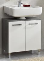 "Pelipal Quickset 913" balto blizgesio / betono išvaizdos, 60 cm pločio, kriauklės spintelė be kriauklės su 2 durelėmis