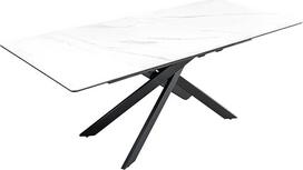 "Riess Ambiente Alpine" ištiesiamas dizaino valgomojo stalas 160-200 cm baltas keraminis marmuras juodas metalinis valgomojo stalas virtuvės stalas