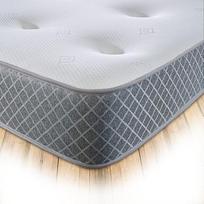 "Starlight Beds Nebraska Tufted European Single Memory Foam" čiužinys, rankomis siūtas hibridinis čiužinys, 90 x 200 cm, su plunksnomis ir atminties putų sluoksniu, minkštas, 19 cm gylio, pilkas (90