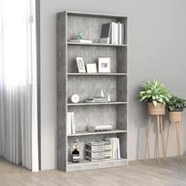 (Blitzlie ferung) Knygų lentyna Vitrina Lentynos Šiuolaikinis stilius biurui Studijų kambariui Koridoriaus knygų spinta 5 skyriai Betono pilka 80 x 24 x 175 cm Medžio drožlių plokštė