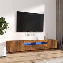 2 LED šviestuvų rinkinys Ąžuolo ir dūmų daugiasluoksnė medinė TV spintelė TV spintelė Kavos staliukas Svetainės staliukas TV staliukas svetainei