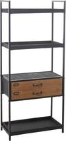 DRW Lentyna su 2 stalčiais iš metalo ir MDF, juodos ir natūralios spalvos 60 x 30 x 140 cm Įvairiaspalvis standartas
