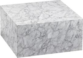 FineBuy Monobloc kavos staliukas 60 x 30 x 60 cm blizgus su marmuro išvaizda Baltas dizainas Svetainės stalas Kvadratinis kubas Kvadratinis poilsio staliukas Kubo forma