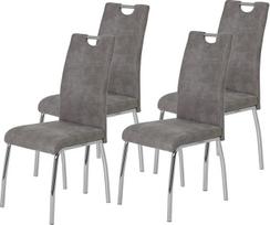 Hela Tische, Susi 4 valgomojo kėdžių rinkinys, virtuvės kėdės, mikropluošto Vinatge Grey, metalinis rėmas ir chromuota rankena
