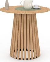 IDMarket - "Carmen" apvalus valgomojo stalas 4 asmenims su mediniu pagrindu ir mediniu stalviršiu 80 cm