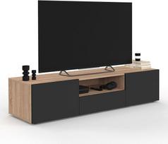 IDMarket - Televizoriaus stovas 140 cm ELI Medžio efektas, buko juodos spalvos durys