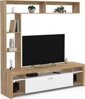 IDMarket - Televizoriaus spintelė ir lentynos 170 cm "Malo" mediena ir spintelė balta