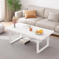 Kavos staliukas, baltas, šoninis svetainės staliukas, mažas ir modernus kavos staliukas, sofos staliukas, medinis metalinio rėmo staliukas svetainėje, 100 W x 55 D x 45,5 H cm