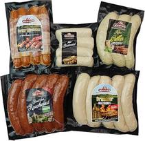 MEISTER'S Grill Package Bratwurst, sūrio dešra, rūkyta dešra Debrecziner, Rostbratwurst, Berno dešrelės su sūriu ir šonine Maisto paketas
