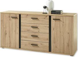 Moderni komoda su stalčiais, 170 x 84 x 40 cm (plotis x aukštis x gylis), juoda, "Kanada", "Artisan Oak Look" išvaizdos, moderni komoda su stalčiais, skirta jūsų svetainei