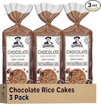 Quaker Large Rice Cake Chocolate 205ml maišelis Be glitimo, pilno grūdo, be papildomų dažiklių