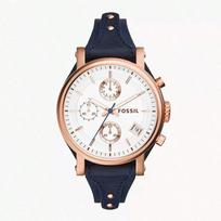 FOSSIL Vyriškas trijų rodyklių kvarcinis laikrodis, safyro kristalo stiklas, natūralios odos apyrankė, su chronometru ir kalendoriaus rodymu. Modelis: ES3838. juoda